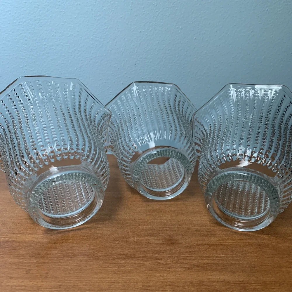 Clear Hobnail Bead Ribbed Glass Light Shade Ceiling Fan Octagon 2